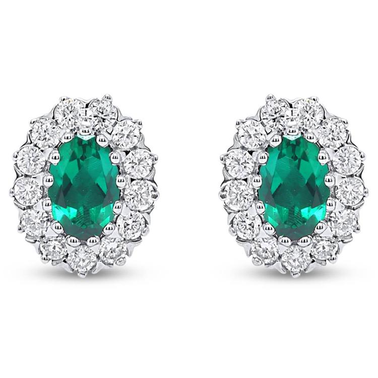 Nova Star® Lab-Grown Emerald & 1/2ctw. Lab-Grown Diamond Earrings