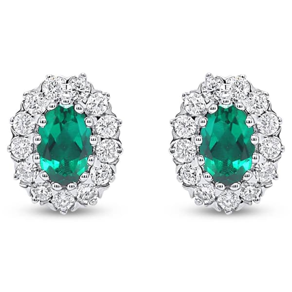 Nova Star® Lab-Grown Emerald & 1/2ctw. Lab-Grown Diamond Earrings
