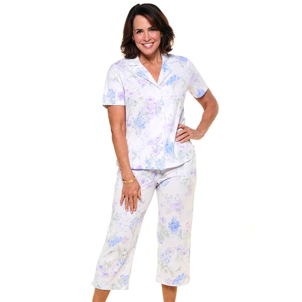 Womens Carole Hochman Floral Short Sleeve Capri Pajamas Set - image 