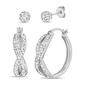 Austrian Crystal Twisted Hoop and Fireball Stud Duo Earrings Set - image 1