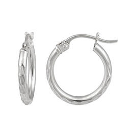 Sterling Silver 25mm Diamond Cut Click-Top Hoop Earrings