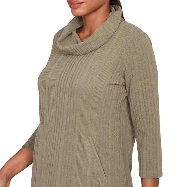 Womens Hearts of Palm Neutral Ground Texture Cowl Neck Sweater