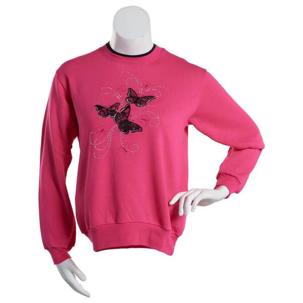Womens Top Stitch by Morning Sun Lacy Butterflies Sweatshirt - image 