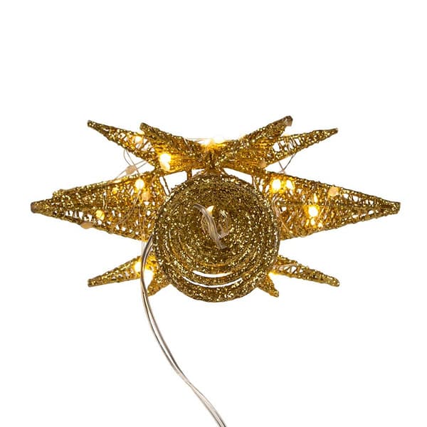 Kurt Adler Pre-Lit Twinkling LED Gold Starburst Tree Topper