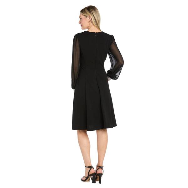 Womens R&M Richards Long Sheer Sleeve A-Line Dress