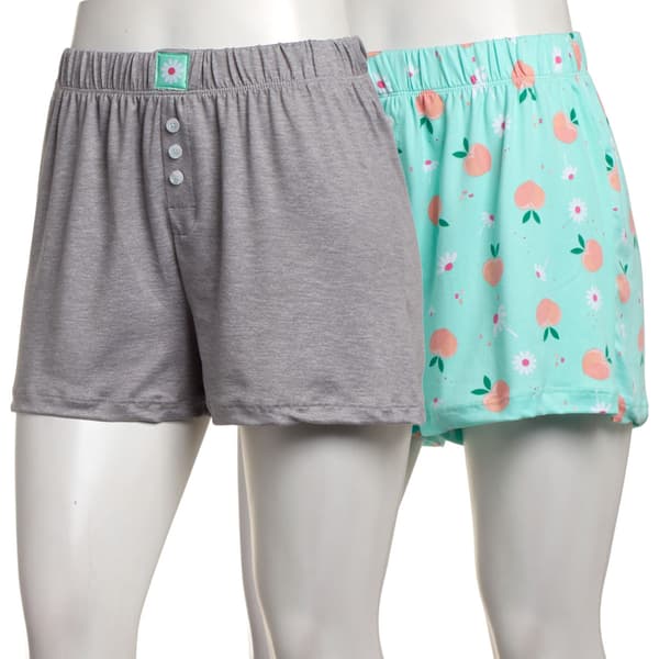Juniors Pillow Talk 2pk. Peaches & Solid Pajama Shorts - image 