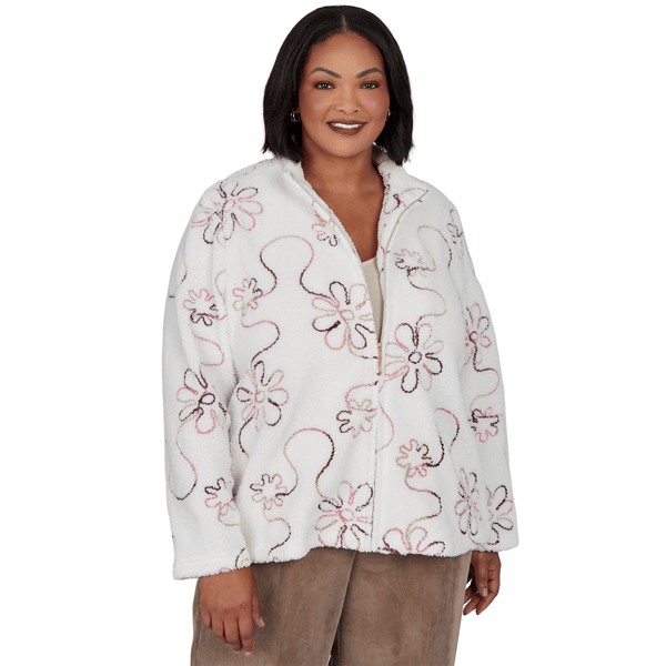 Plus Size Alfred Dunner Sunset Ridge Floral Sherpa Jacket - image 