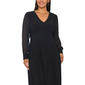 Plus Size MSK Long Rhinestone Sleeve V-Neck Midi Dress - image 4