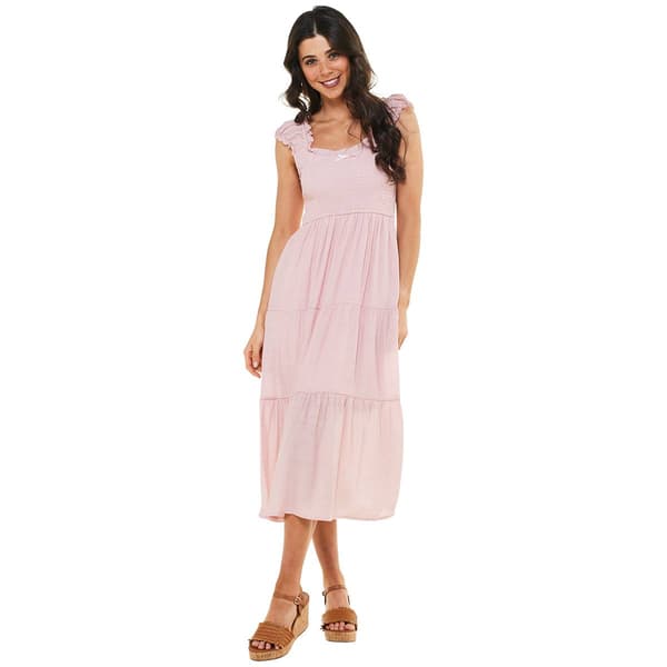 A Line Flare Dress Smocked Bodice Love Tree Women's Smocked Tube Midi  A-Line Dress  Stretchy Bodice, Flowy Silhouette Midi Dress