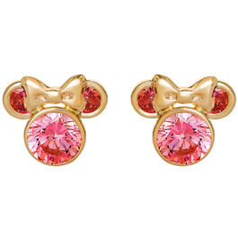 Disney Minnie Mouse 10k Gold Pink Stud Earrings