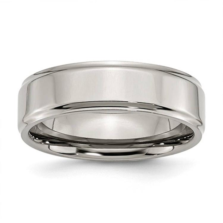 Mens Endless Affection(tm) Ridged Edge 7mm Engravable Wedding Band