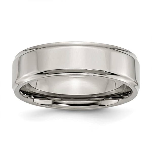 Mens Endless Affection(tm) Ridged Edge 7mm Engravable Wedding Band - image 
