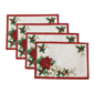 Threadmade Red & White Poinsettias Placemat - Set of 4 - image 1