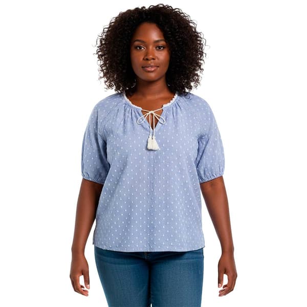 Womens Erika Puff Sleeve Calypso Clip Dot Tie Neck Blouse - image 