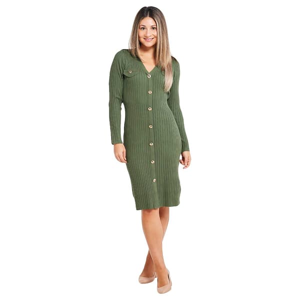 Womens Nanette Lepore Button Front Midi Sweater Dress - image 