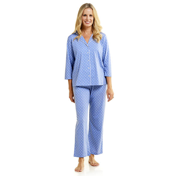 Womens Carole Hochman 3/4 Sleeve Geo Pajama Set - image 