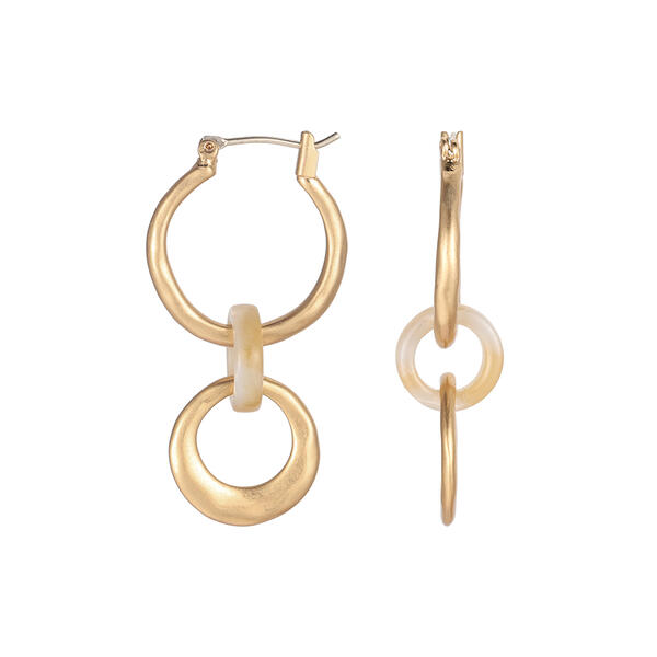 Bella Uno Worn Gold-Tone Click-Top Hoop Dangle Earrings - image 