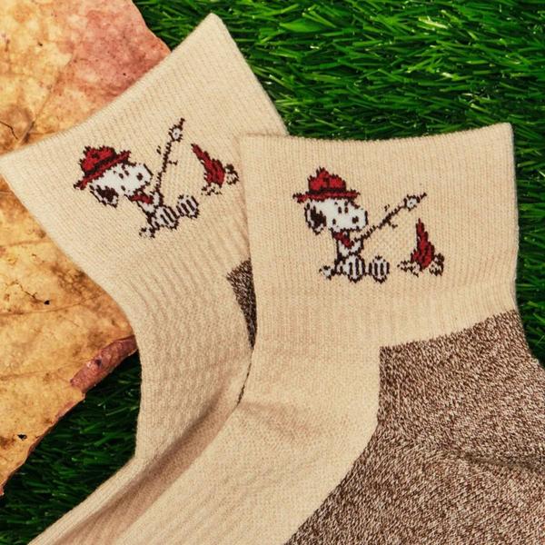 Womens Dr. Motion Snoopy Campfire Compression Quarter Socks