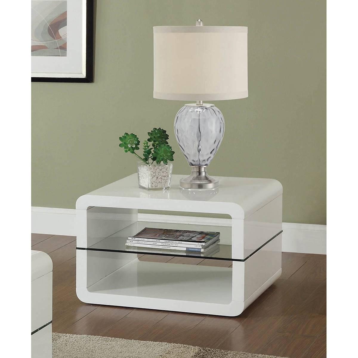 Coaster Elana Square 2-Shelf End Table Glossy White,New Products : American Fashion Style Bags On Sale