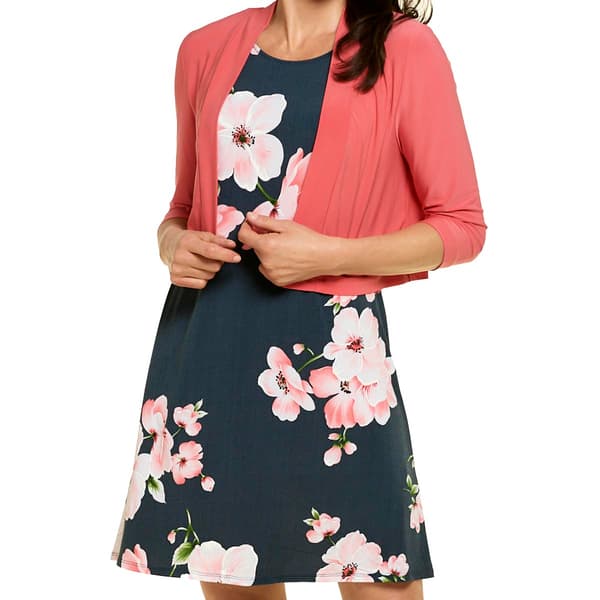 Petite Perceptions 2pc. 3/4 Sleeve Jacket Floral Placed Dress