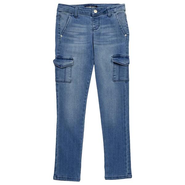 Girls &#40;7-12&#41; Blue Spice Denim Cargo Pocket Skinny Jeans - image 