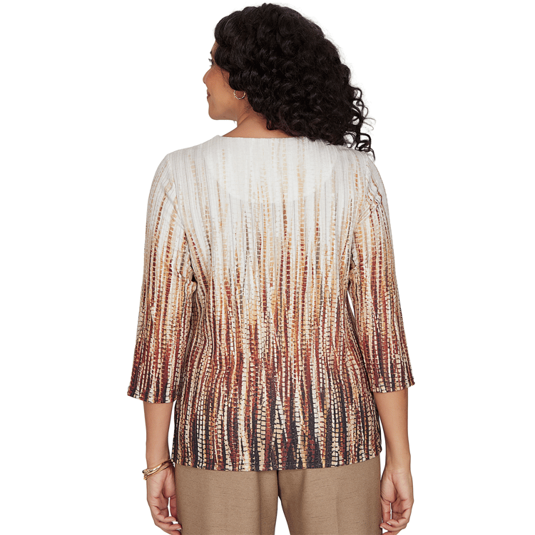 Womens Alfred Dunner Union Square 3/4 Sleeve Ombre Blouse