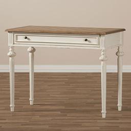 Baxton Studio Marquetterie Oak & Whitewash Writing Desk