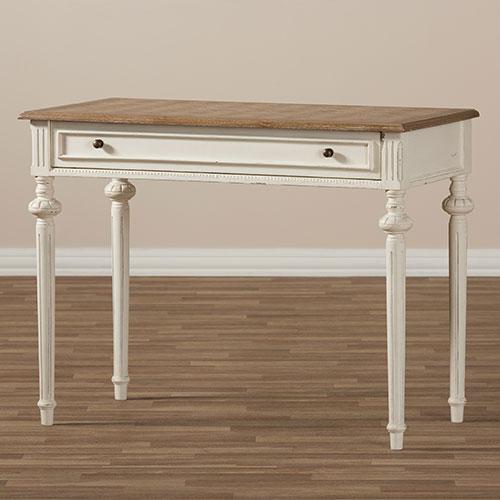 Baxton Studio Marquetterie Oak & Whitewash Writing Desk