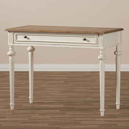 Baxton Studio Marquetterie Oak & Whitewash Writing Desk