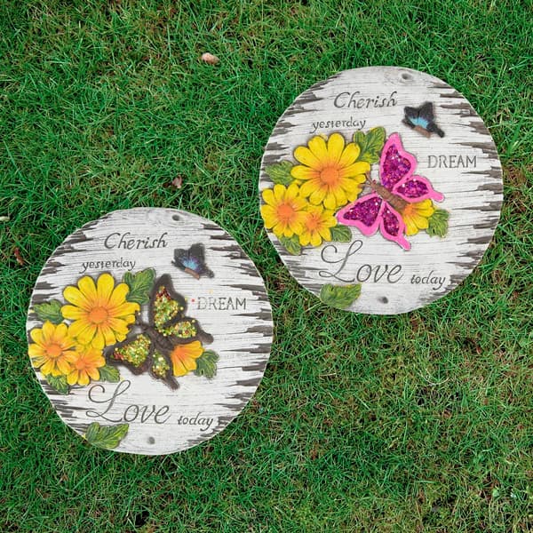 Northlight Seasonal Love Today Floral Garden Stones - Set of 2