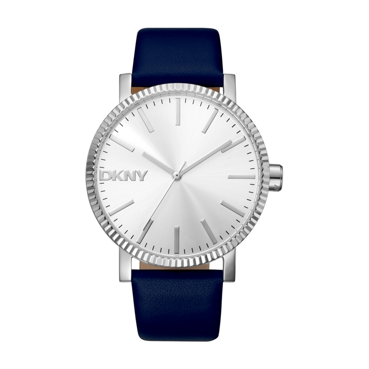 Womens DKNY Soho Maxi Silver Dial Blue Strap Watch - DK1L034L0015