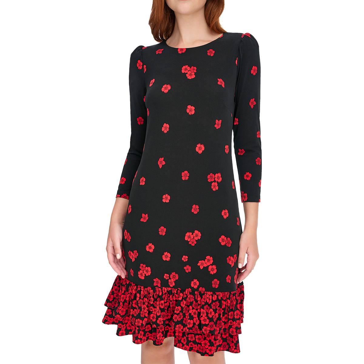 Womens Tommy Hilfiger Floral Ruffle Hem Shift Dress