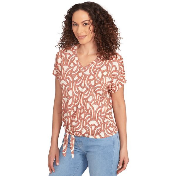 Petite Skye&#8217;s the Limit Spicy Graphic Abstract V-Neck Blouse