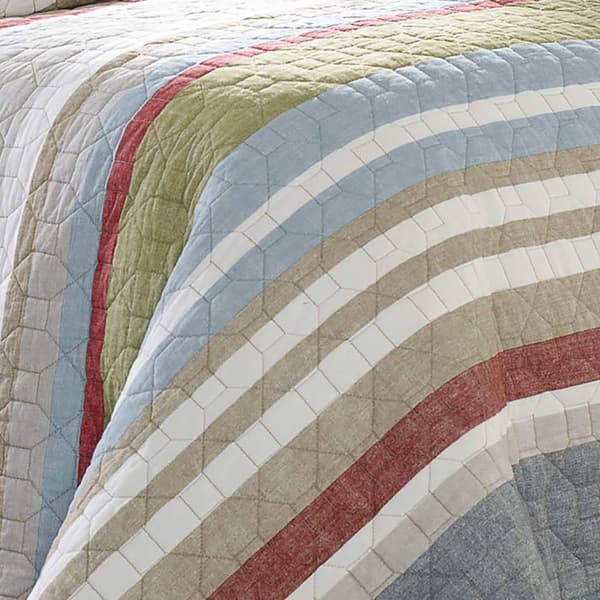 Eddie Bauer Salmon Ladder Stripe 136 Thread Count Quilt Set
