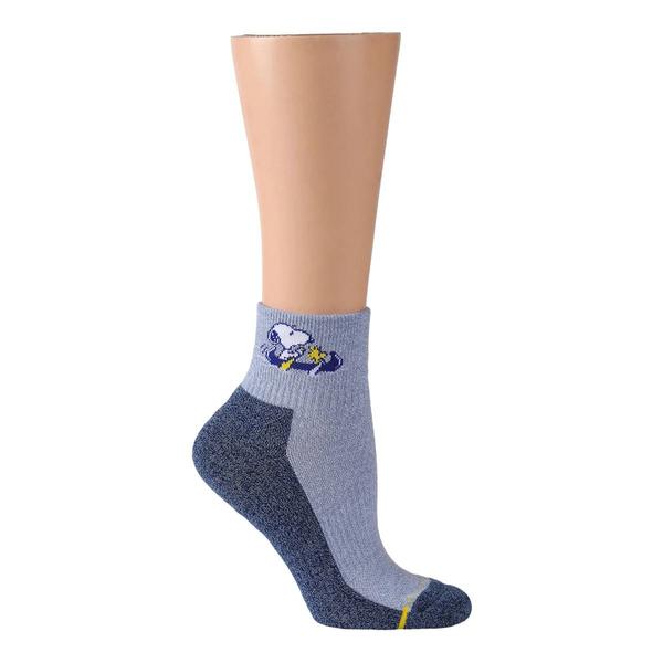 Womens Dr. Motion Snoopy Canoe Compression Quarter Socks