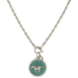 1928 Silver-Tone Turquoise Enamel Horse Pendant Necklace