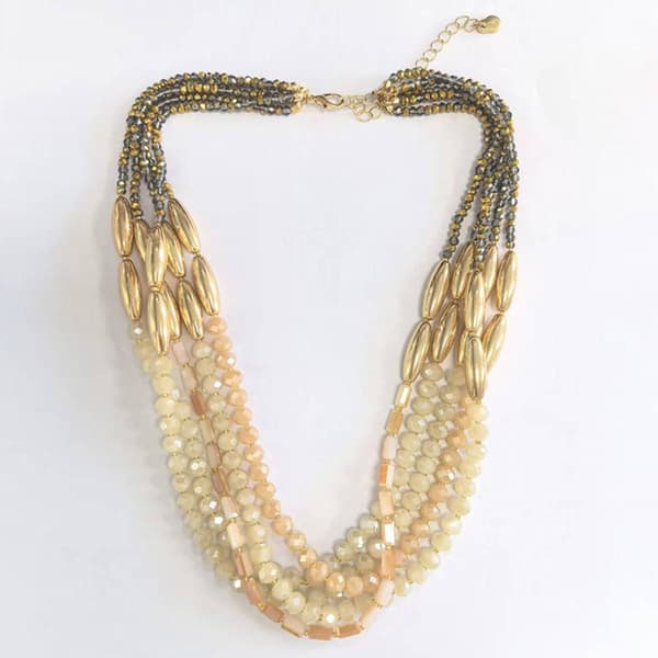 Ashley Cooper(tm) Shiny Gold Multi Row Necklace with Pearls - image 