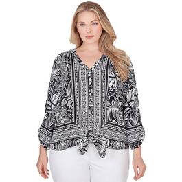 Plus Size Ruby Rd. Pattern Play Woven Wood Block Top