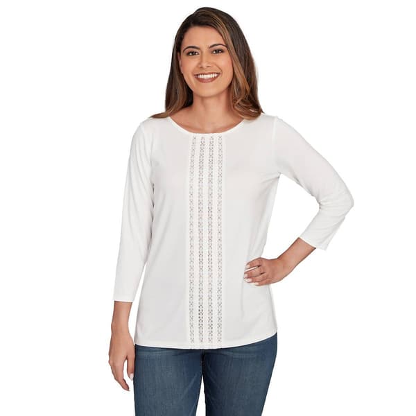 Womens Ruby Rd. New Neutrals Embellished Solid Knit Blouse - image 