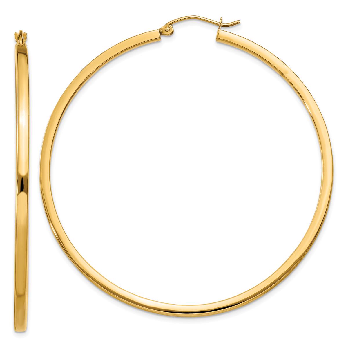 Gold Classics™ 14kt. 55mm Square Tube Hoop Earrings