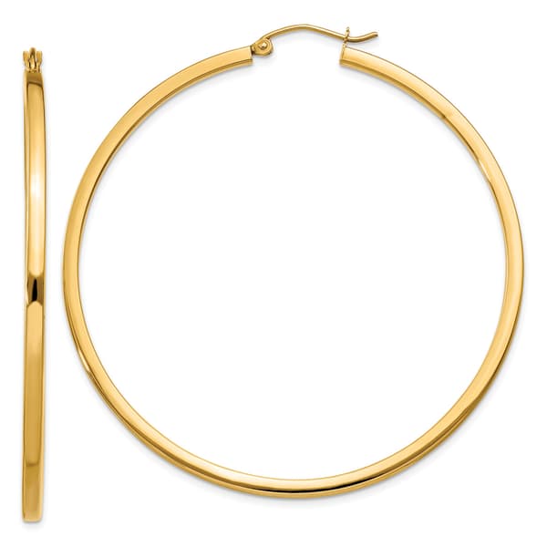 Gold Classics(tm) 14kt. 55mm Square Tube Hoop Earrings - image 