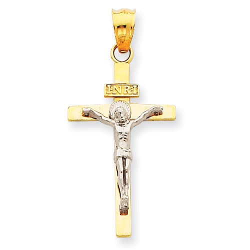 Unisex Gold Classics(tm) 14kt. Two Tone Crucifix Pendant - image 