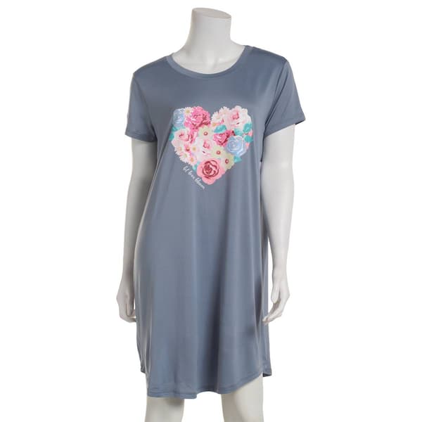Womens Jaclyn Short Sleeve Floral Heart Screen Nightshirt