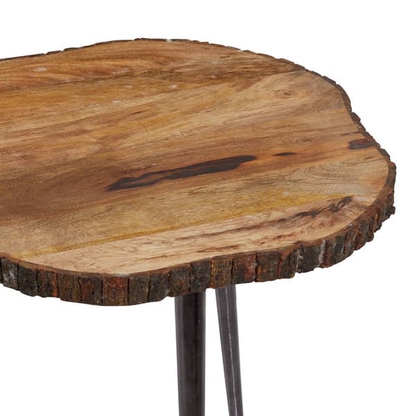 9th & Pike® Brown Rustic Aluminum Rustic Bark Accent Table