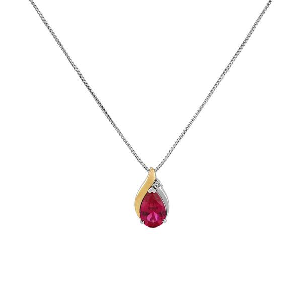Gemstone Classics&#40;tm&#41; Created Ruby 10kt & Sterling Silver Pendant - image 