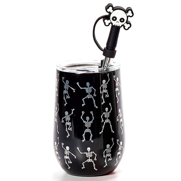 Gourmet Home Stainless Steel Dancing Wine Tumbler with Straw - image 