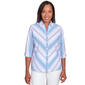 Womens Alfred Dunner 3/4 Sleeve Woven Print Mitered Stripe Shirt - image 1