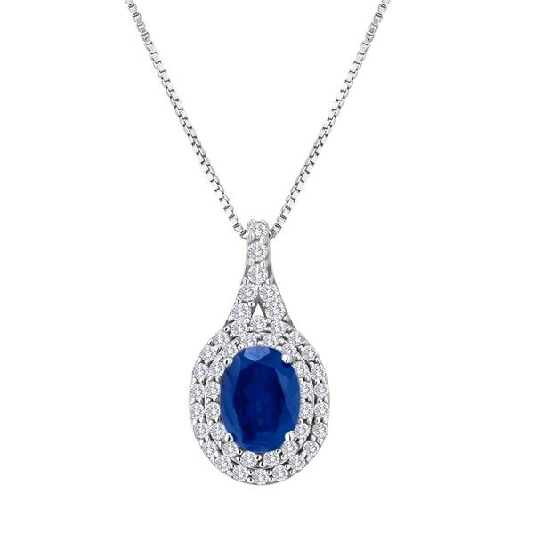 Gemstone Classics&#40;tm&#41; Sterling Silver Blue & White Sapphire Pendant - image 