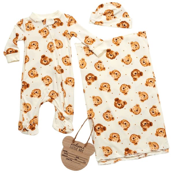 Baby Boy (NB-3M) Baby Essentials(R) 4pc. Bear Faces Footie Set - image 