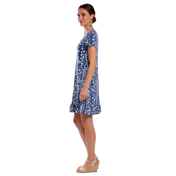Petite MSK Short Sleeve Abstract Ruffle Hem Shift Dress